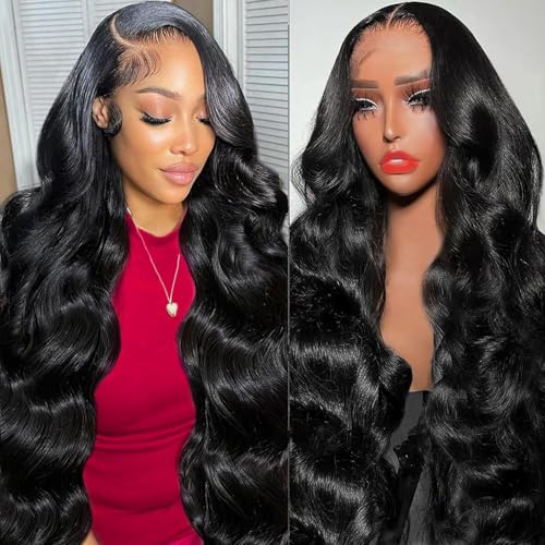 34 Inch 13x6 Lace Front Wigs Human Hair Body Wave 13x6 HD Lace Frontal Wig 180 Density Unprocessed Brazilian Virgin Human Hair Glueless Wigs Pre Plucked Lace Front Wigs for Women