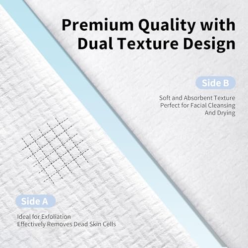 Disposable Face Towels, Ultra Soft Biodegradable Dry Wipes, 10x10'' 50 Count Large Towelettes for Cleansing, Makeup Remover, Skincare, Sensitive Skin, Nursing, Travel