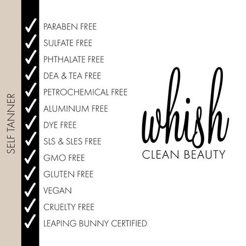 Whish Beauty Coconut Milk and Verbena Self Tanner - Sunless Tanning Lotion for Face & Body - Moisturizes with Shea Butter, Mango Butter, & Aloe - For All Skin Tones - Paraben & Sulfate Free, 5 fl oz