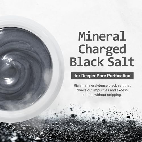 Kaamos Black Salt Warm Steam Cleansing Gel Balm - Korean Skin Cleanser w/Charcoal & Himalayan Pink Salt - Makeup Melting Cleansing Balm to Clear Pores & Lift Impurities (3.52 oz)