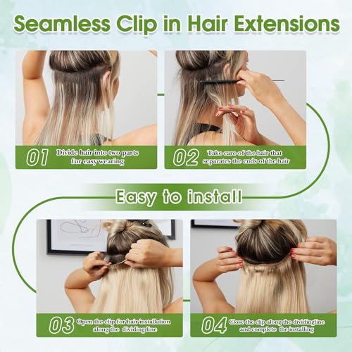 Human Hair Clip in Extensions Real Human Hair Clip-in Jet Black Hair Extensions 16inch/65g Clip ins 100% Brazilian Remy Human Hair for Women Straight Soft Hair 8pcs Double Weft