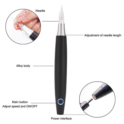 ALIWOD Permanent Eyebrow Makeup Pen Tattoo Rotary Machine 10PCS Needles For Eyebrows,Eyeliners, Lips (Black,AP686B)