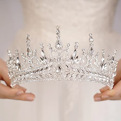 JWICOS Baroque Queen Crown for Women Rhinestone Crystal Wedding Crown Tiara and Crown for Costume Party Photography Wedding