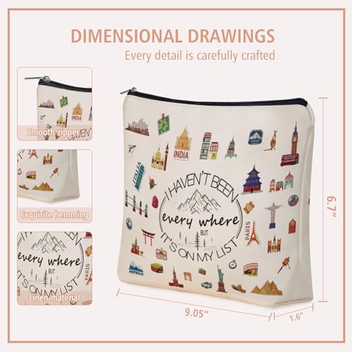 World Travel Gifts Makeup Bag Gift: Cute Cosmetic Bag I Haven't Been Everywhere But It's on My List For Teen Girl & Women Travellers.Ideal Trip Gift Cosmetic Bag For Travel, Birthdays.