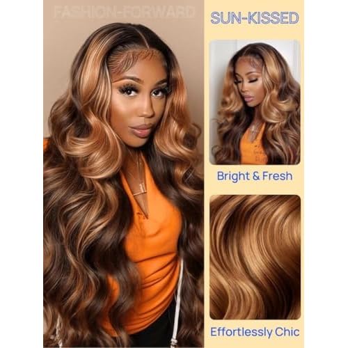 Nadula Honey Blonde Bye Bye Knots Glueless Drawstring Wig Human Hair, 7x5 HD Pre Cut Body Wave Lace Front Wig Pre Plucked Bleached Knots, Pre Everything Glueless Ready to Wear Highlight Wig 16inch