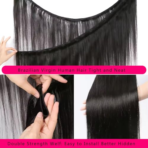 12A Human Hair Bundles 22 24 26 Inch Brazilian Straight Hair 3 Bundles 100% Unprocessed Virgin Human Hair Weave Straight Hair Extensions Natural Black£¨22 24 26£©