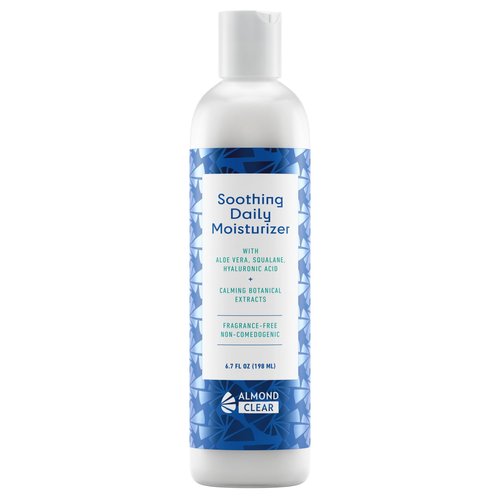 Almond Clear Soothing Daily Moisturizer | Lightweight Hydrating Moisturizer for Acne-Prone Skin on Face and Body | Mandelic Acid, Aloe Vera, Squalane, Hyaluronic Acid & Botanical Extracts | 6.7 oz