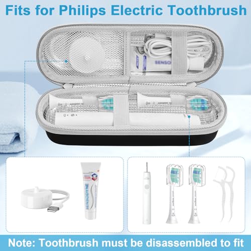 Electric Toothbrush Travel Case for Philips Sonicare 4100 6100 5100 6500 Series Electric Toothbrush, Hard EVA Toothbrush Protective Holder, Water-Resistant£¨Includes 2 Brush Head Covers£©