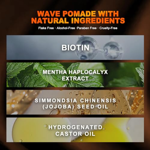 SEVICH 360¡Æ Wave Control Pomade for Men - Strong Hold Hair Styling Gel with Biotin, Water-Based Formula - Natural Wave Grease for Coarse, Medium & Straight Hair (100g/3.5oz)
