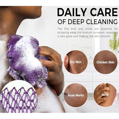 African Net Sponge Authentic - 2 Pieces Loofah Exfoliating Body Scrubber Bath Sponge - Back Scrubber Washcloth for Shower - Real African Scrub Exfoliator Body Care Bathing Accessories for Women