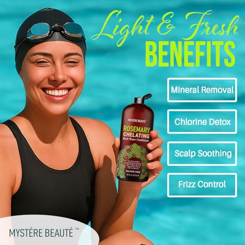 MYST?RE BEAUT? Rosemary Chelating Shampoo and Conditioner Set ? Sulfate Free Hard Water Hair Care with Biotin, Keratin & Tea Tree ? Clarifying & Strengthening Duo for Hair Growth ? 16 oz Each
