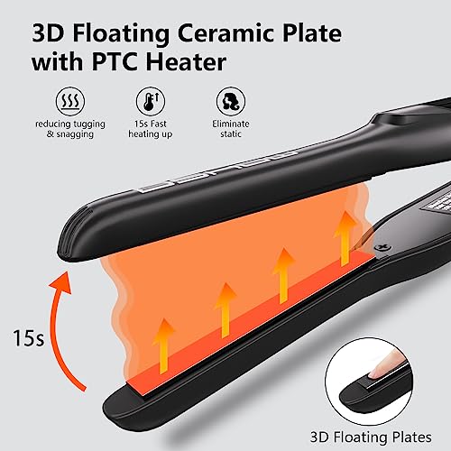 DSHOW Pencil Flat Iron, 3/10" Small Flat Irons for Short Hair, Pixie Cut and Bangs,Tourmaline Ceramic Mini Hair Straightener for Edges with Adjustable Temperature, Auto Shut Off (Black)