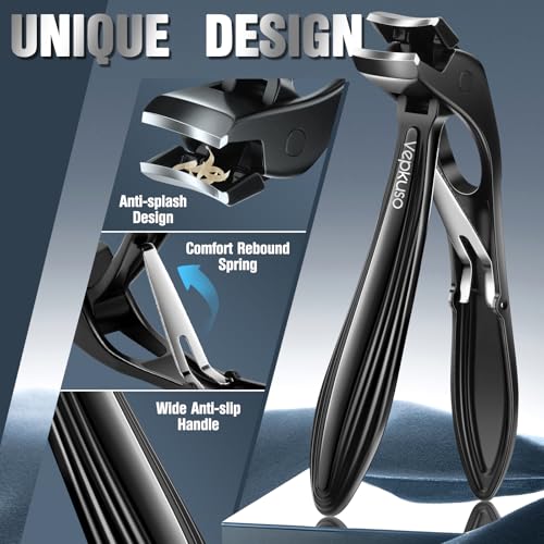Toenail Clippers&Nail Clippers for Seniors Thick Nails - Professional Nail Clippers Set for Men/Women, Manicure Kit with Angled Head, Stainless Steel Toe Nail Cutter, Gift Idea
