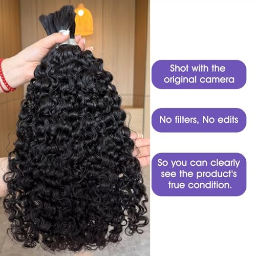 Lemoda Boho Bulk Human Braiding Hair Burmese Curly Human Hair Extensions For Daughter/Friend/Kids Bohemian Knotless Braids No Weft 100% Virgin Human Hair 18 18 18Inch 3Bundles/Lot