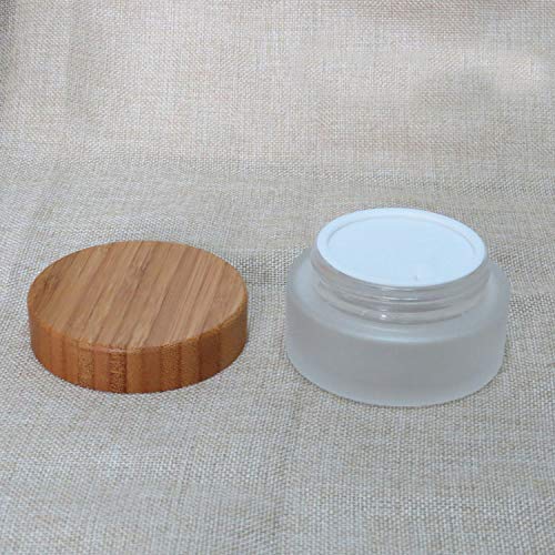 XINGZI 2PCS 30ml/30g/1oz Environmental Bamboo Lid Frosted Glass Bottle Cream Jars Empty Cosmetic Comtainer For Face Cream Eye Cream Lip Balm Ointments Salves Nail Powder