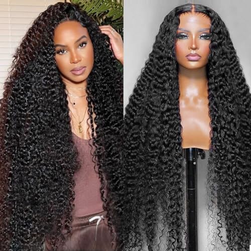 32 Inch Deep Wave Lace Front Wigs Human Hair 200 Density 13x6 HD Lace Frontal Wigs for Women Deep Curly Glueless Wigs Human Hair Pre Plucked with Baby Hair