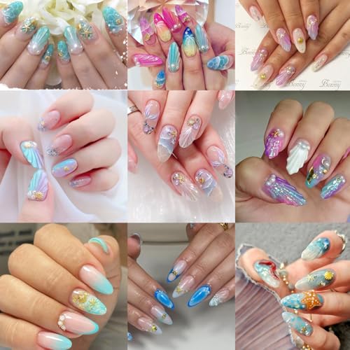 100Pcs Starfish Nail Charms and Gems Summer Ocean Style Nail Art Charms Alloy Seashell Nail Rhinestones Flat Back Pearl Nail Art Rhinestones for Women Beach Vacation Nail Designs Supplies