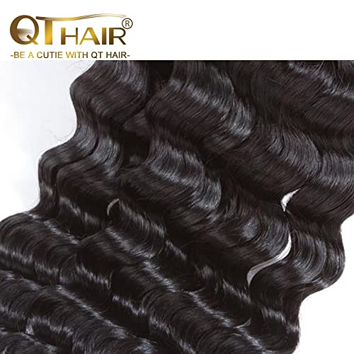 QTHAIR 16a Brazilian Loose Deep Wave Human Hair Wigs Bundles for All Women 10" 12" 14" Loose Deep Wave Human Hair Bundles Virgin Hair Extensions Loose Deep Curly Hair