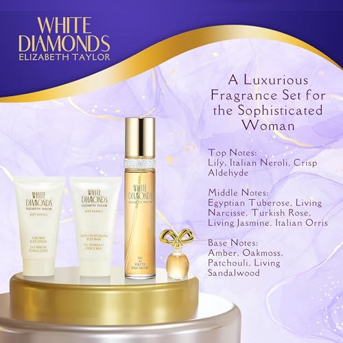 Elizabeth Taylor White Diamonds Perfume for Women Gift Set - 4 PC 1.7 Fl. oz