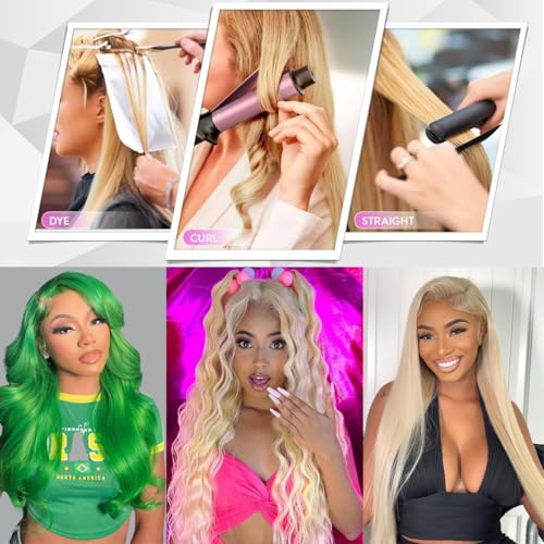 613 Bundles Blonde Human Hair Body Wave Bundles with Closure (16 18 20+14 Inch) 100% Unprocessed 12A Grade Brazilian Virgin Hair Extensions Quick Weave Extensions for Women