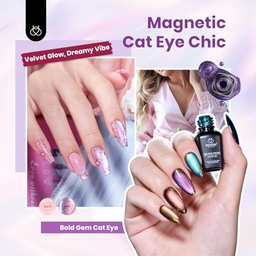 Beetles 100 Colors Gel Nail Polish Set, 119 PCS Nail Polish Kit All Season Cat Eye Pink Blue Jelly Glitter Pearl Gel Polish & 5Pcs Base Top Coat Soak off UV Manicure Nail Art Home Gifts for Women
