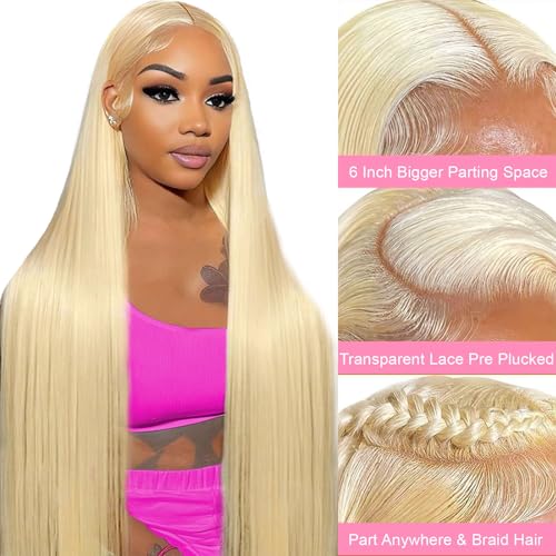 28 Inch 613 13x6 Lace Front Wig Human Hair 200 Density Straight 13x6 HD Lace Front Wigs Human Hair Pre Plucked 613 Blonde HD Lace Frontal Glueless Wigs for Women
