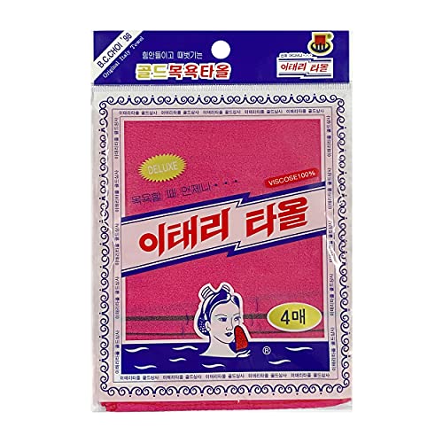 GOLDSANGSA-Korean Exfoliating Towel Washcloth Mitts 12pcs(Green4,Red4,Yellow4)/Korean Italy Towel Skincare Exfoliating Scrub Bath Cloth Remove Dead Skin
