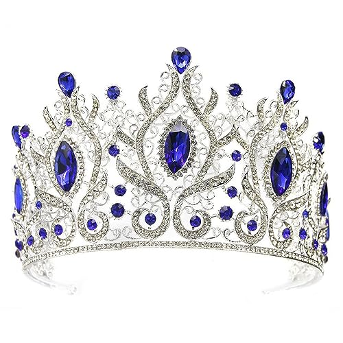 Tall Baroque Crowns for Women Large Rhinestone Bridal Crown and Tiara for Wedding Prom Quince Pageant Party Hair Accessories with Gemstones