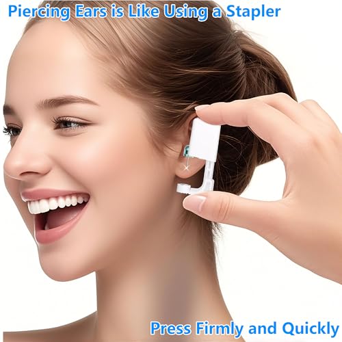 2 psc Ear Piercing Kit, Disposable ear piercing gun tool, pre-installed with gold 3mm pea earrings, at Home Self Piercing Kit (Little golden ball)