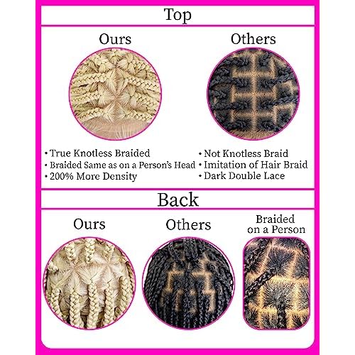 PIB 32'' Single Full Lace Braid Wig ? Boho Box Braided Wig Triangle Parted, Knotless Braided Wigs for Black Women, Synthetic Lace Wigs with Natural Baby Hair (613, Platinum Blonde)