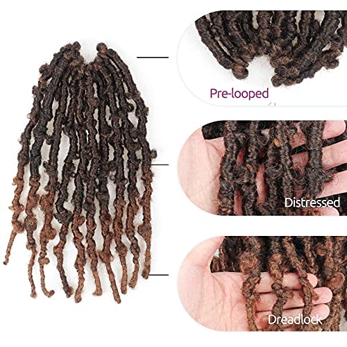 TOYOTRESS Butterfly Locs Crochet Hair - 10 inch 8 Pcs Pre-twisted Distressed Crochet Braids Pre-looped Synthetic Braiding Hair Extensions (10 Inch,T30)