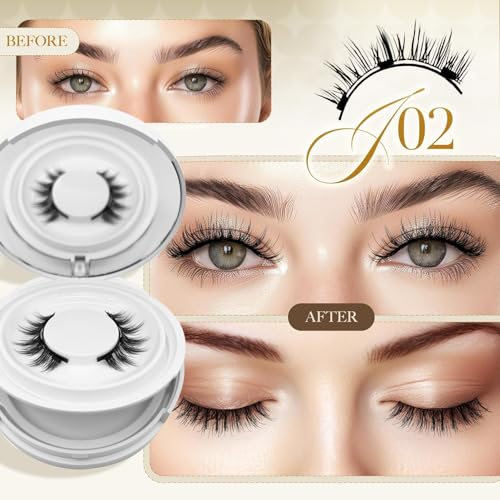 Hunnyfit Magnetic Lashes, Magnetic Eyelashes with applicator Natural Look,Reusable No Glue or Liner Needed Eyelashes Kit for Daily Use(Natural+Simple)