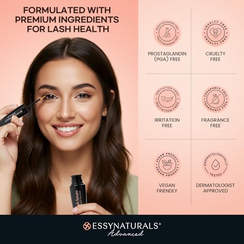 Essynaturals Premium Eyelash Growth Serum for Longer, Fuller, Thicker Lashes