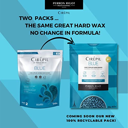 Cirepil - Blue - 400g - 14.11 oz Wax Beads Bag - All-Purpose, Unscented & No Strip Needed - Perfect for Sensitive Skin - Fluid Gel Texture, Easy Removal, Peel-Off Wax