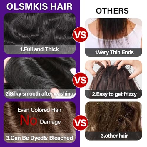 Body Wave Bundles Human Hair 22 24 26 Inch 3 Bundles Human Hair 300g 100% Unprocessed Brazilian Virgin Raw Hair Extensions Natural Black Weave Real Human Hair Bundles for Women