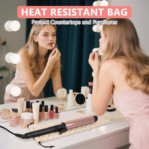 AMIJEAL Heat Resistant Hair Tools Organizer Bag Portable Travel Drawstring Storage Cover Pouch for Hair Straightening Irons, Curling Irons, Flat Irons and Hot Styling Tools(16" x 4.3")