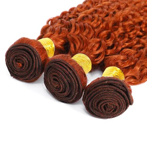Color 350 Bundle Ginger Curly Wave Human Hair Bundles Orange Hair Weave Color 350 Orange Kinky Curly 3 Bundles 12 14 16 Inch Ginger Bundle 300G