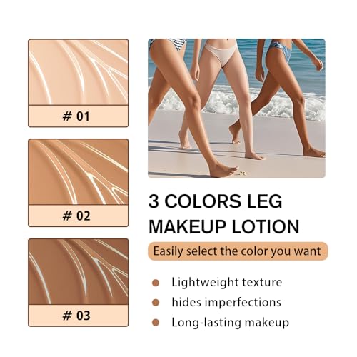 Legs Makeup Waterproof with Brush - Medium Body Concealer, Tattoo & Scar Cover Up, Long Lasting, Transfer Proof, Easy Application for Flawless Looking Legs, All Skin Tones (#3)