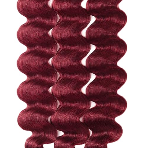 99j Bundles Human Hair Burgundy Body Wave 3 Bundles 12 14 16 inch Vinmdonm Red Hair Bundle Brazilian Unprocessed Virgin Remy Hair Extensions