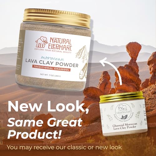 Natural Elephant Ghassoul (Rhassoul) Moroccan Lava Clay Powder | 100% Pure & Natural Face & Body Mask Powder | 200g Jar Pack of 2 7oz Jars