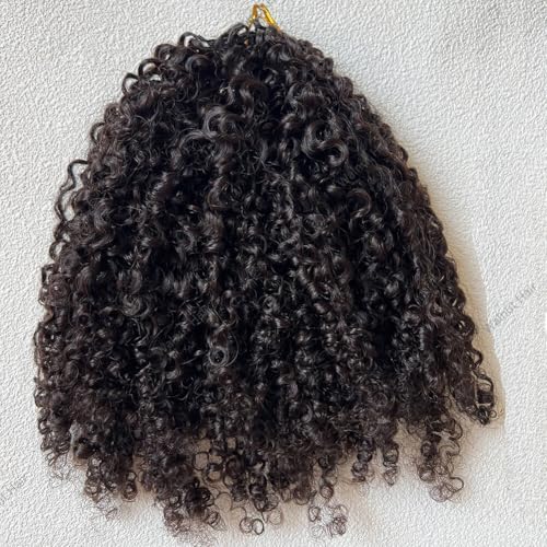Knotless Pre Separated Crochet Human Hair Extensions Afro Kinky Curly Mongolian Virgin Braiding Hair Invisible Pre Looped Feather Braids Bundles For Black Women Walnut Hair 18inch 120g