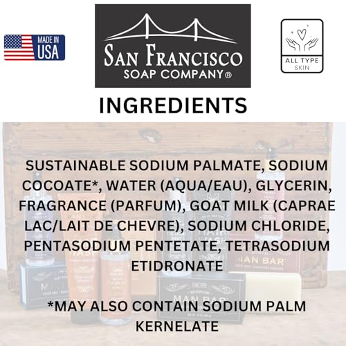 San Francisco Soap Company Goat Milk Bar Soap | SANDALWOOD MUSK | Dye-Free Bar Soap | Enriched with Nourishing Goat Milk | Unisex Fragrance | 10oz
