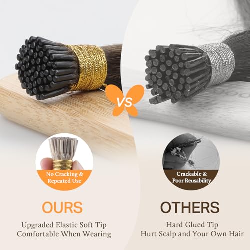 DOORES Itip Remy Hair Extensions,24 Inch 100g 100s Itip Human Hair Extensions,Balayage Dark Brown to Chestnut Brown I Tip Hair Extensions Cold Fusion Hair Extensions Natural Smooth Hair