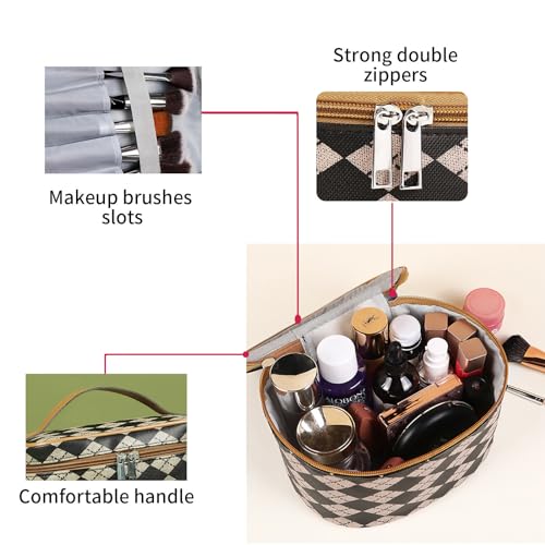 Makeup Bag 4 Pcs Waterproof Cosmetic Bag Set Portable Travel Cosmetic Bag Multifunction Organizer Storage Bag Toiletry Bag forWomen and Girls (BROWN)