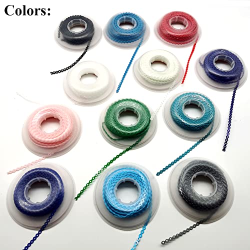 SNAWOP Dental Orthodontic Power Chain Multicolor Spool Elastic Rubber Bands for Teeth Braces (Long, Black)