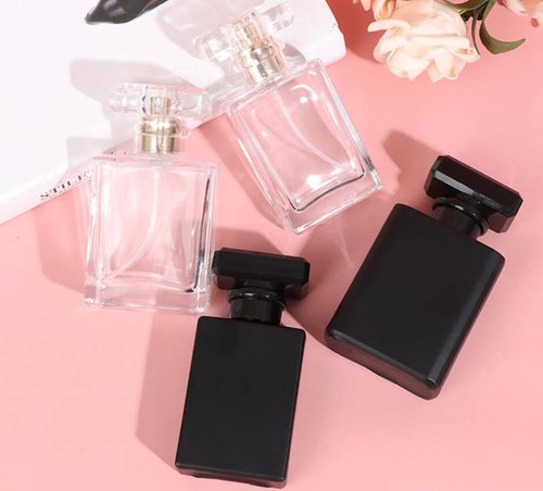 30ML Glass Perfume Bottles Empty Spray Perfume Bottles Square Refillable Portable Empty Refillable Perfume Atomizer Vials Reusable Cosmetic Containers for Perfume Essential Oils Liquids,10 Pack (Clear)