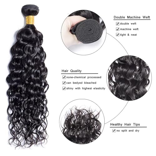 30 32 34 inch #1B Water Wave Bundles Natural Black Color Water Wave Human Hair Bundles Wet and Wavy Human Hair Bundle