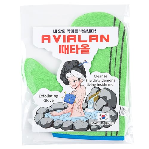 Exfoliating Glove Korean Skin Care Body wash loofah face Lip Body Scrub Dry Brushing Body Brush Foot Back Scrubber scrubbing Bathing Sponge Black Head Remover Gloves (Green)