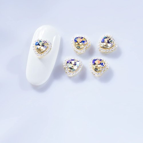WOKOTO 20 Pcs 3D Heart Rhinestones for Nails Heart Nail Charms with Big Nail Rhinestones for Acrylic Nails Heart Nail Jewels for Nail Art Heart Charms for Nails Gems Nail Heart Crystals for Women