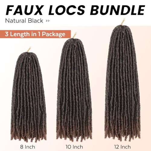 WIGNEE 140 Strands Faux Locs Crochet Hair Bundle Short Faux Locs Pre-Looped Soft Locs Dreadlock Crochet Hair 7 Packs Pre-Twisted Crochet Hair for Black Women(1B/30)